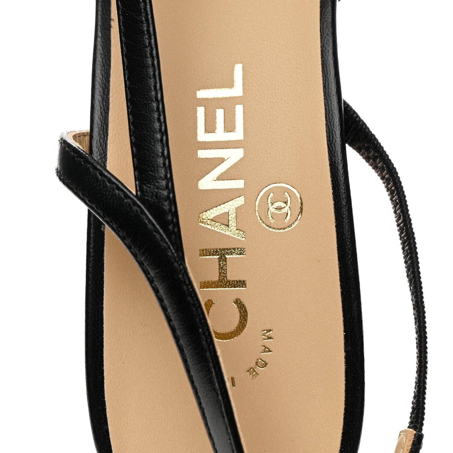 Chanel Goatskin Grosgrain Cap Toe CC Slingback Pumps 40.5 Black 8 of 10
