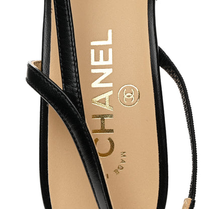 Chanel Goatskin Grosgrain Cap Toe CC Slingback Pumps 40.5 Black 8 of 10