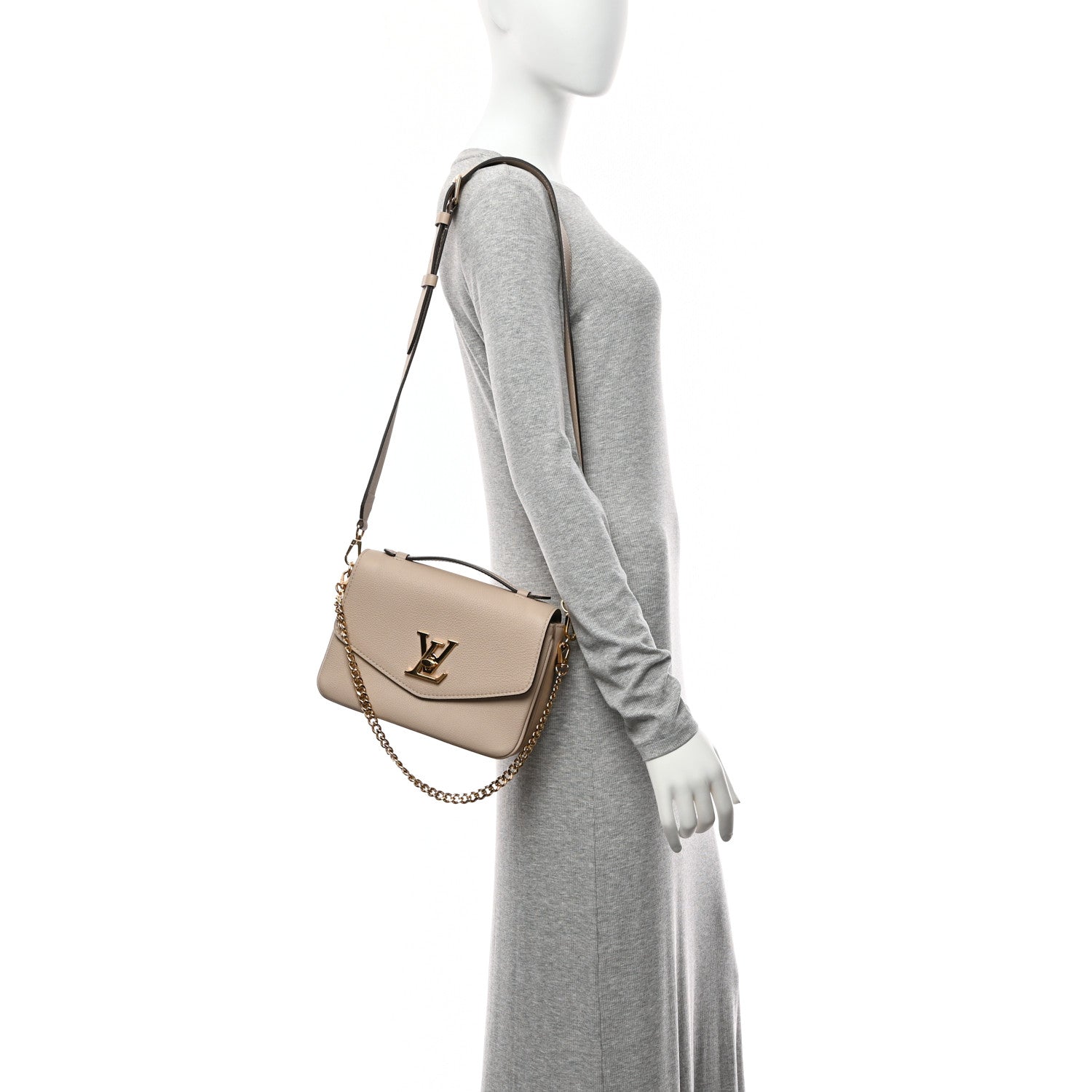 Louis Vuitton Grained Calfskin Lockme Oxford Greige 2 of 9