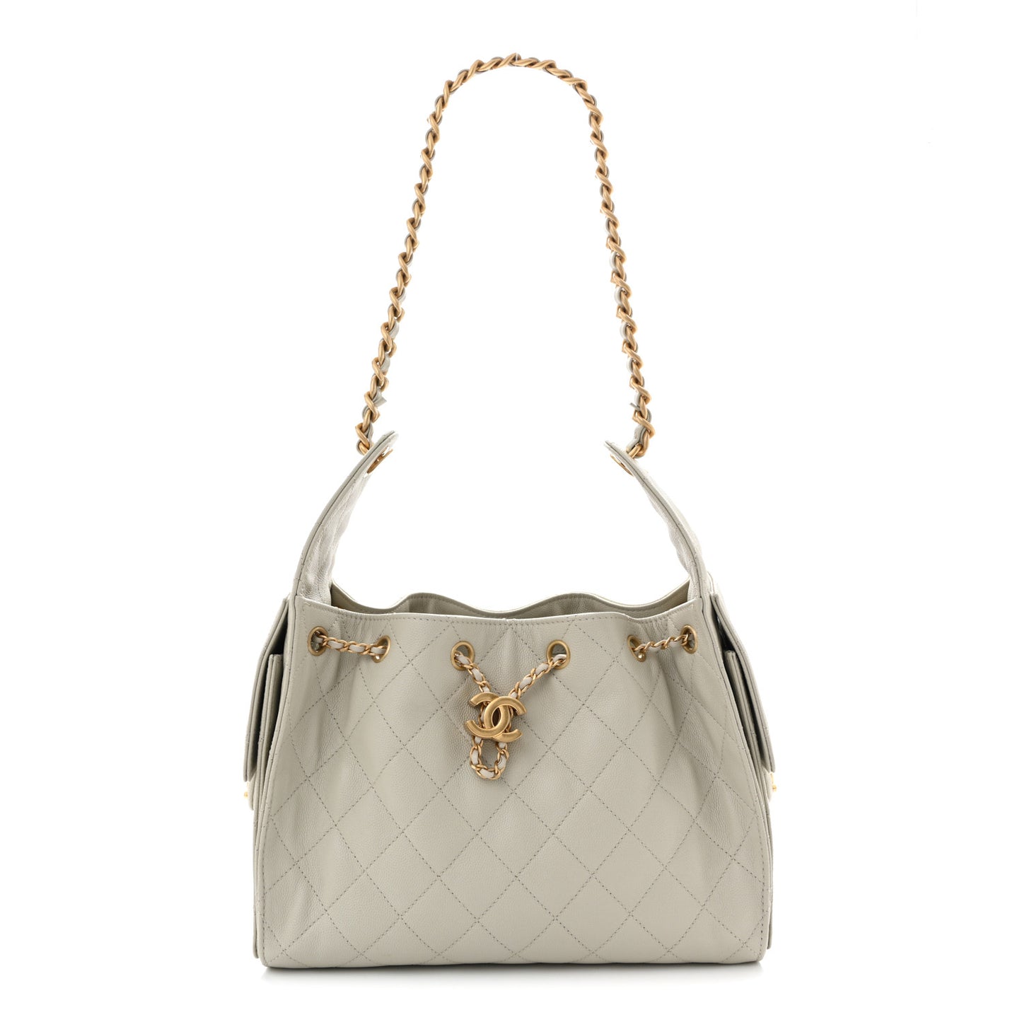 Caviar Quilted Small Chanel 25 Handbag Light Grey