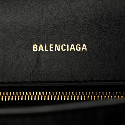 Balenciaga Shiny Calfskin Crocodile Embossed Small Hourglass Top Handle Bag Black 7 of 12
