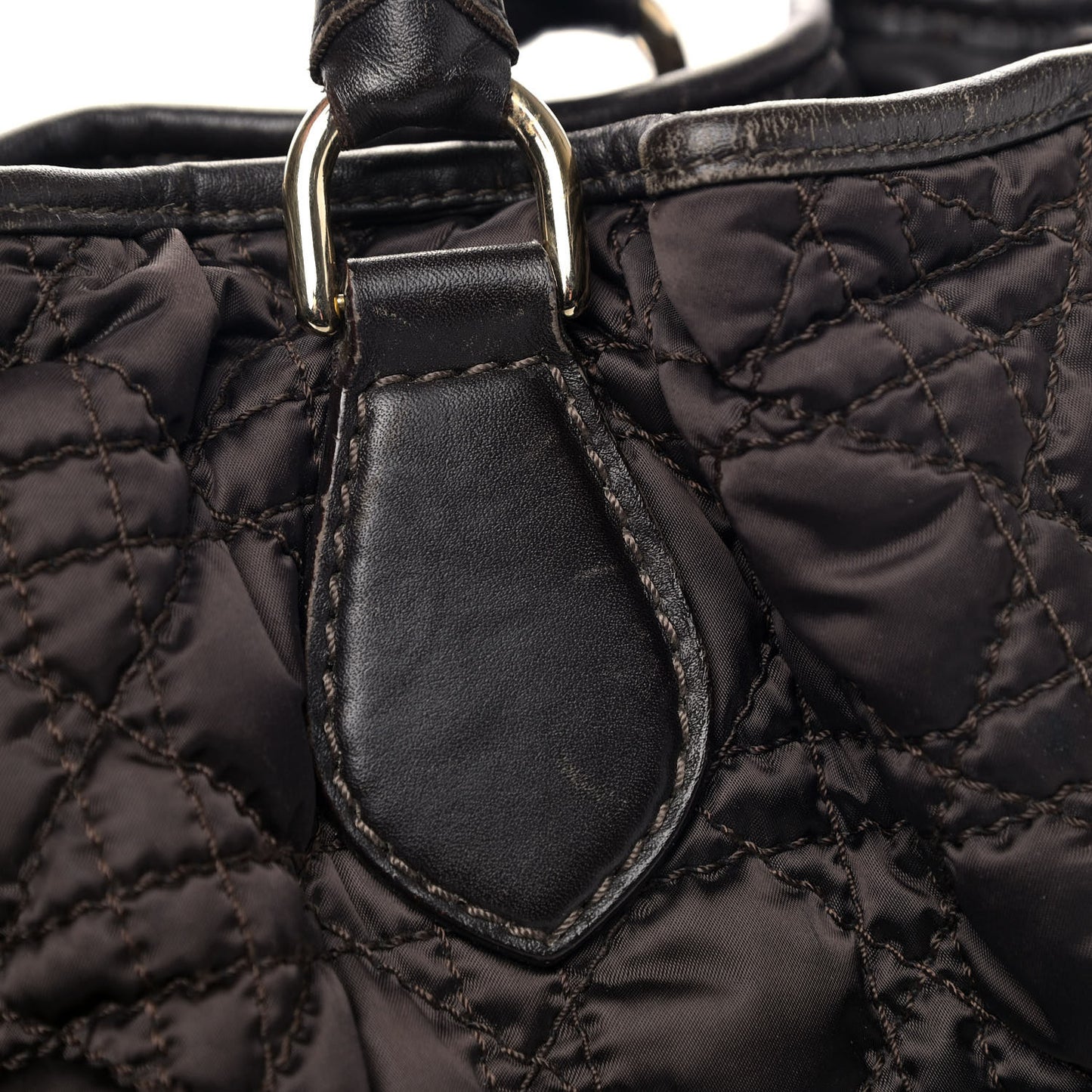 Nylon Cannage Shopper Tote Brown