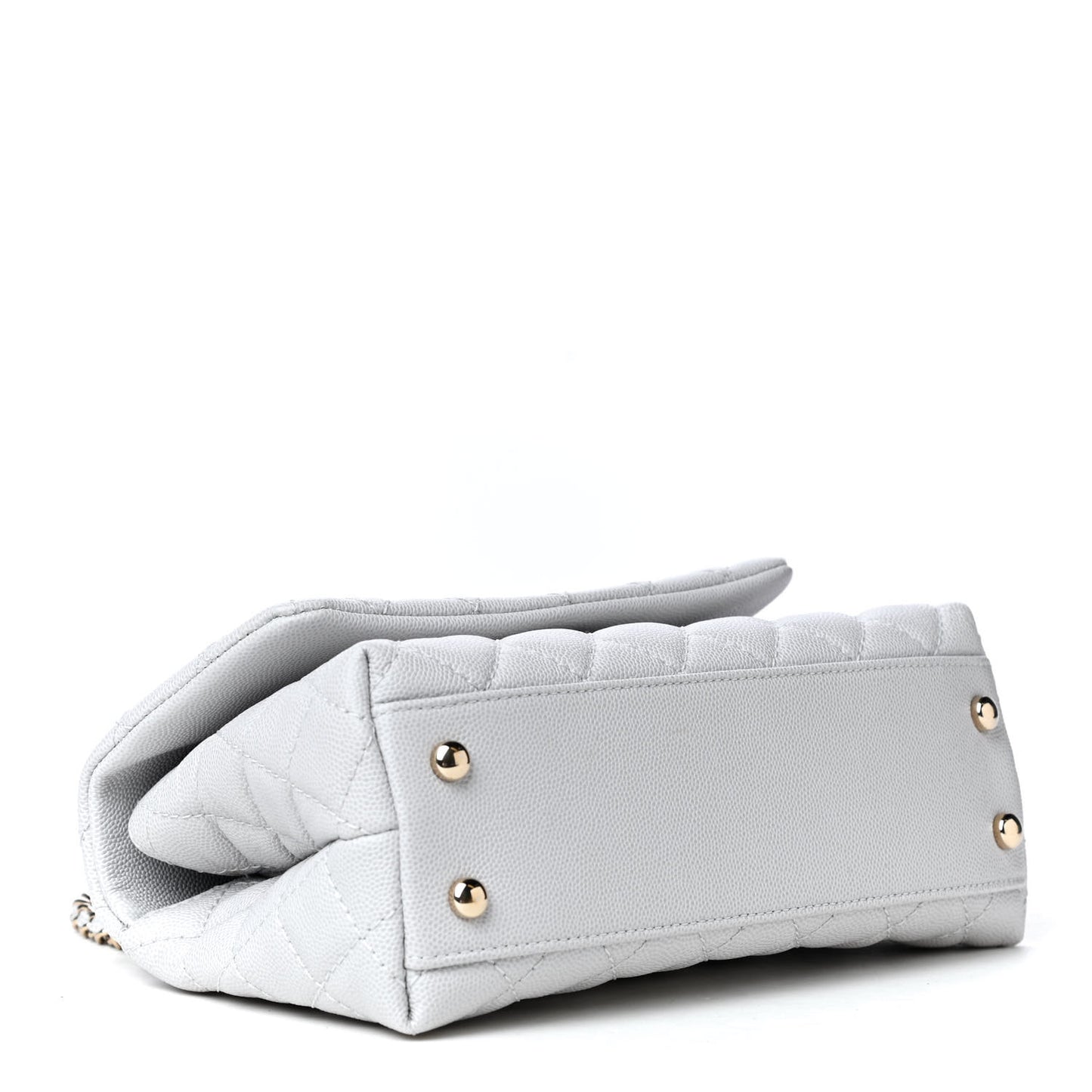 Caviar Quilted Mini Coco Handle Flap Light Grey