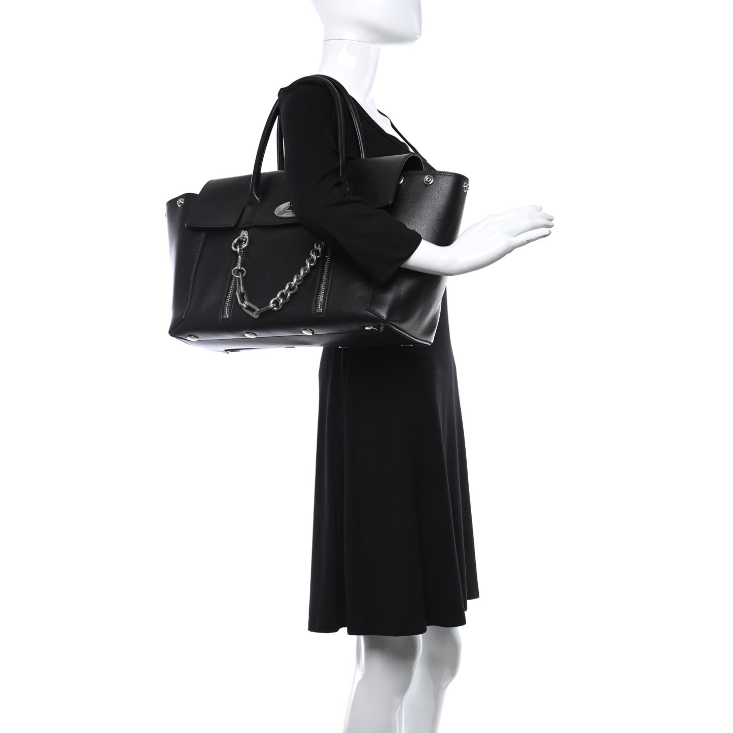 Calfskin Zip Chain Bayswater Black