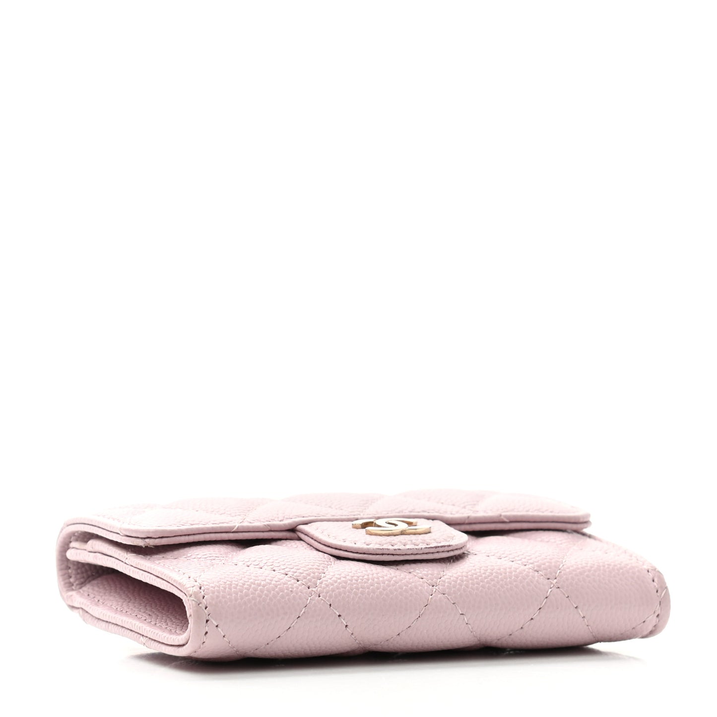 Caviar Quilted Flap Card Holder Wallet Light Pink