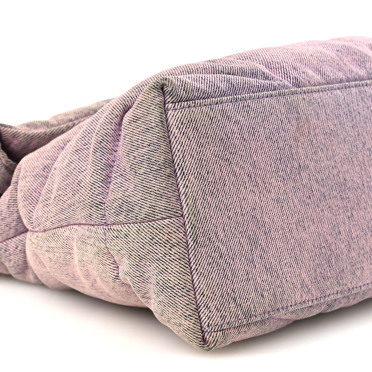 Denim Quilted Medium Loulou Puffer Monogram Chain Satchel Bleached Lilac