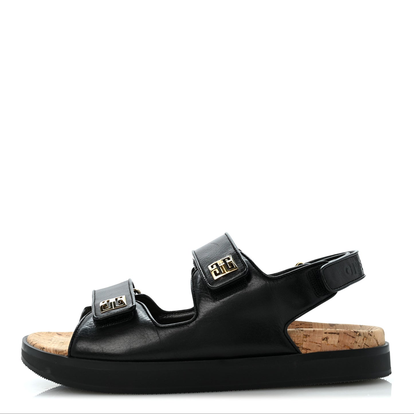 Calfskin 4G Strap Flat Sandals 37 Black