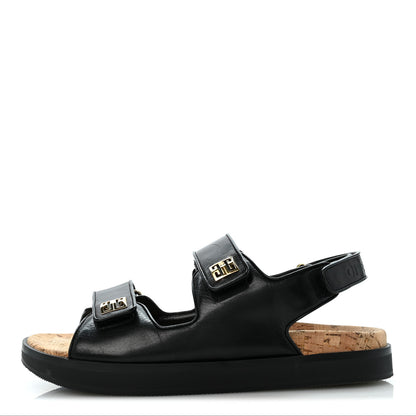 Givenchy Calfskin 4G Strap Flat Sandals 37 Black 1 of 10