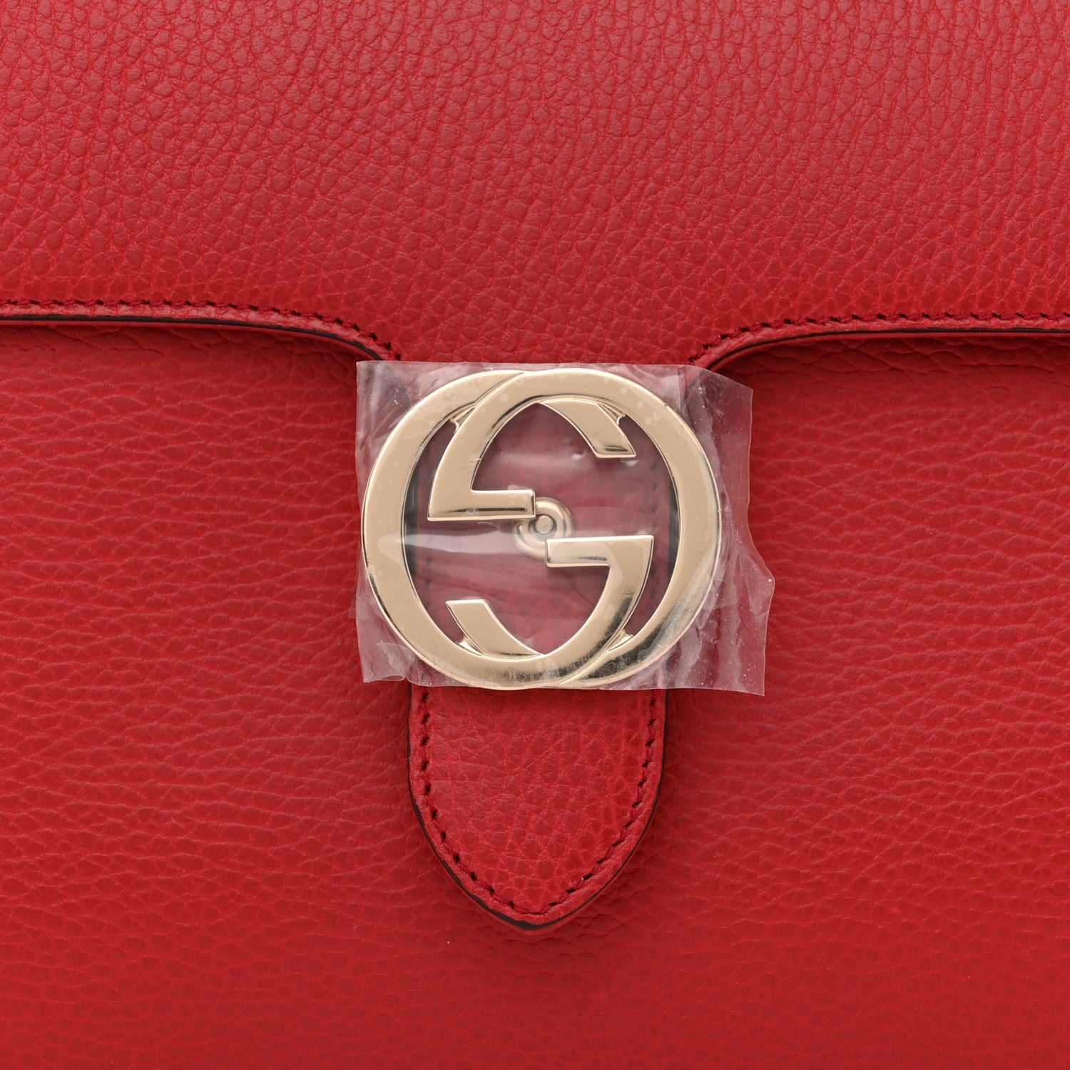 Gucci Dollar Calfskin Medium Interlocking G Top Handle Shoulder Bag Red 8 of 11