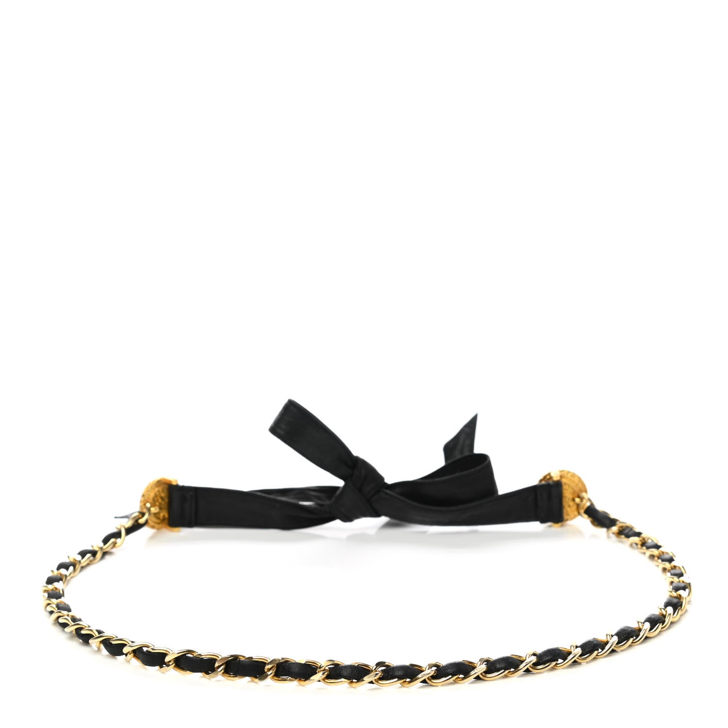 Chanel Lambskin Chain CC Medallion Bow Belt Black Gold 2 of 4
