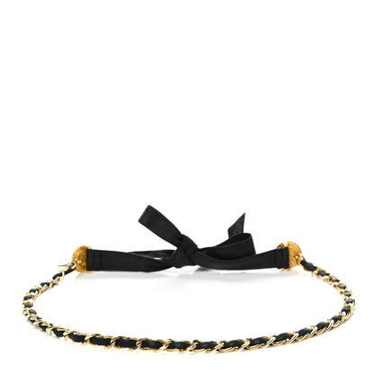 Chanel Lambskin Chain CC Medallion Bow Belt Black Gold 2 of 4