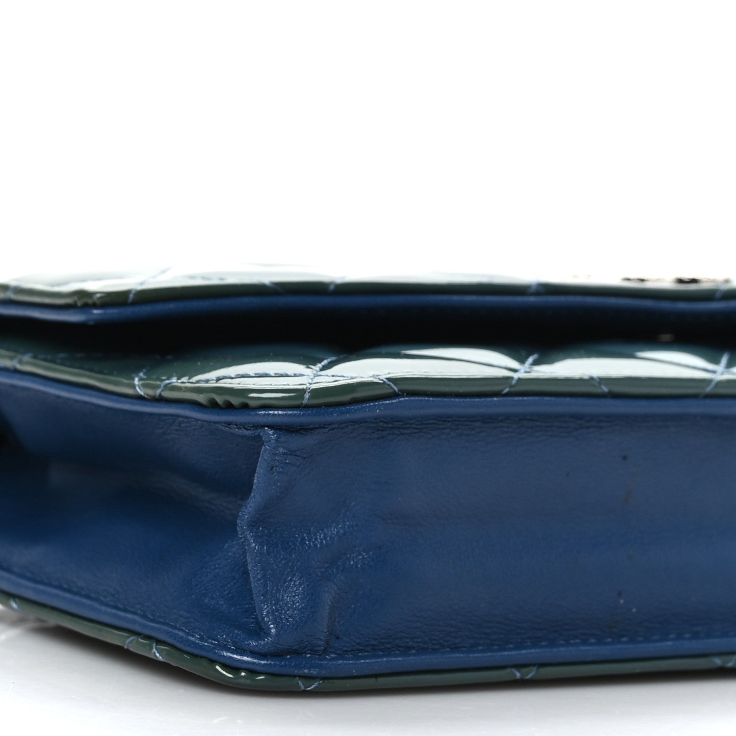 Chanel Patent Quilted Brilliant Wallet On Chain WOC Blue 8 of 11