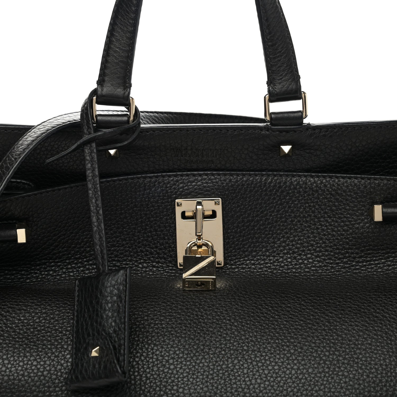 Valentino Garavani Pebbled Calfskin Large JoyLock Satchel Black 9 of 11