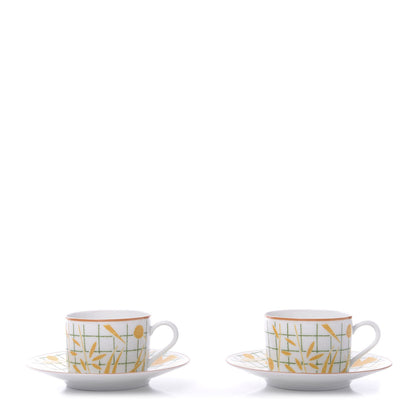 Hermes Porcelain A Walk In The Garden Tea Cup And Saucer Set Of 2 1 of 9