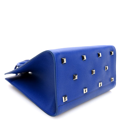 Salvatore Ferragamo Hammered Calfskin Medium The Studio Box Bag Blue 4 of 9