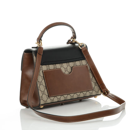 Gucci GG Supreme Monogram Calfskin Small Padlock Top Handle Bag Beige Black Cuir 3 of 6