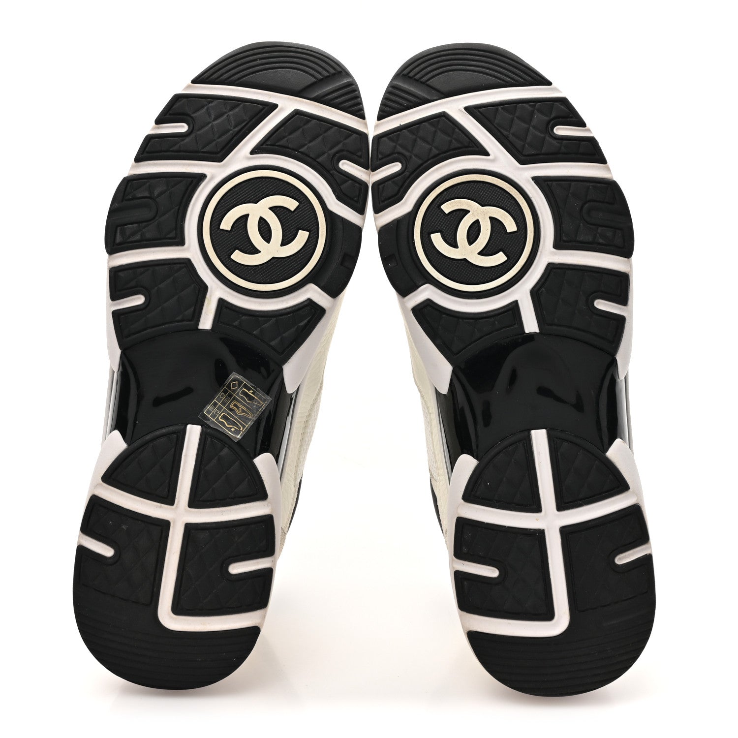 Chanel Mesh Suede Calfskin Grained Calfskin Womens CC Sneakers 40.5 White Black 5 of 11