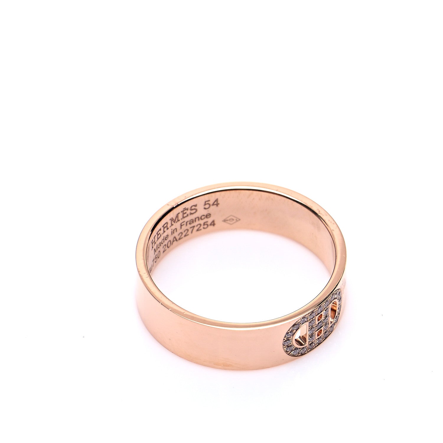 Hermes 18K Rose Gold Diamond PM H D'Ancre Ring 54 6.75 5 of 6