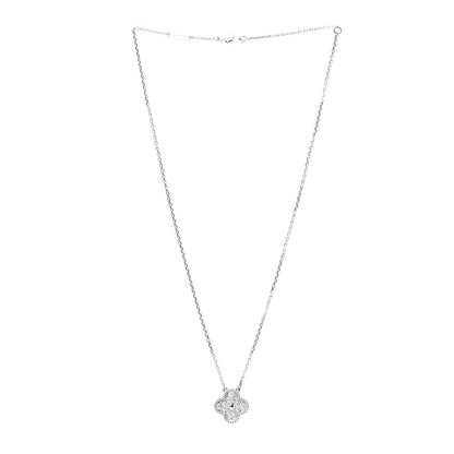 Van Cleef & Arpels 18K White Gold Diamond Vintage Alhambra Pendant Necklace 3 of 8