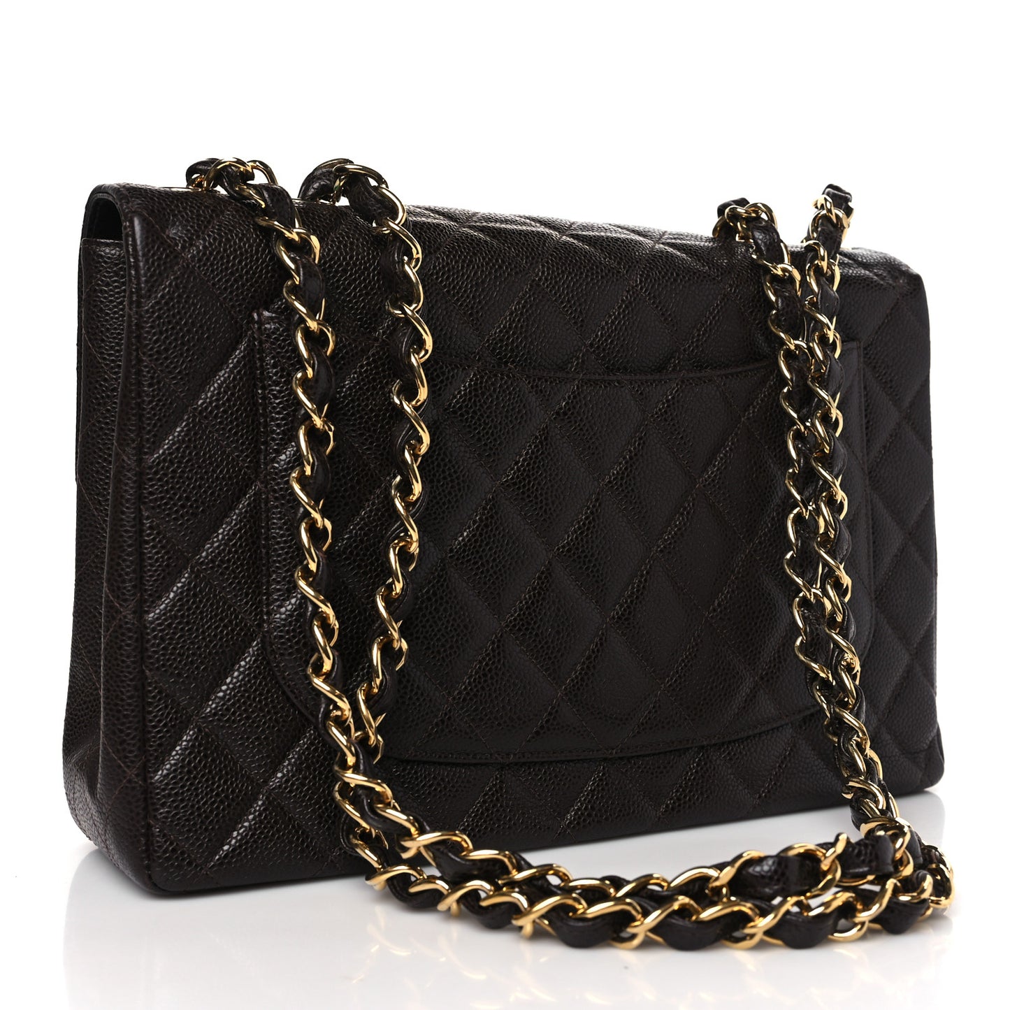 Caviar Quilted Jumbo Single Flap Brown
