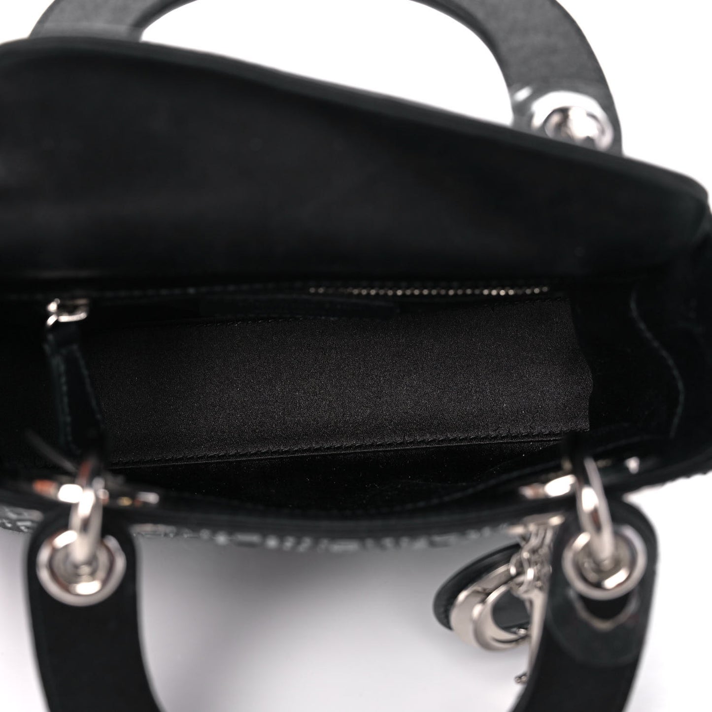 Satin Crystal Cannage Mini Lady Dior Black