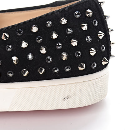Christian Louboutin Veau Velours Studded Womens Slip On Sneakers 40.5 Black 18 of 18