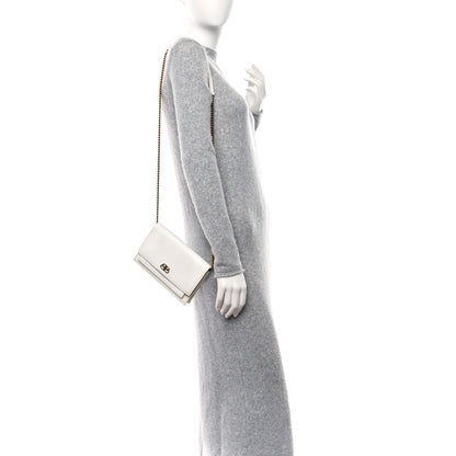 Balenciaga Patent Calfskin Lizard Embossed Sharp Crossbody Clutch White 2 of 9