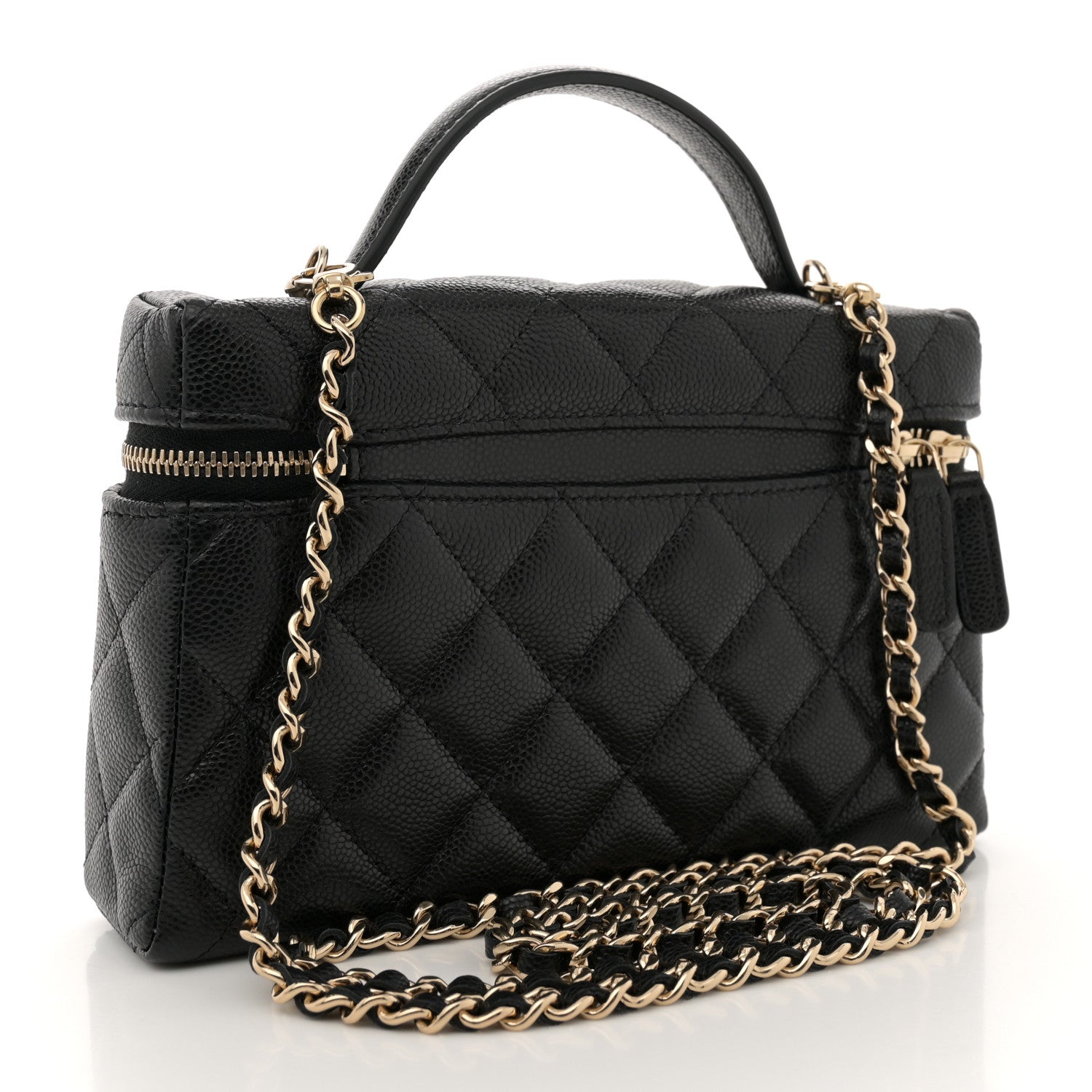 Chanel Caviar Quilted Top Handle Slim Vanity With Chain Black 3 of 11