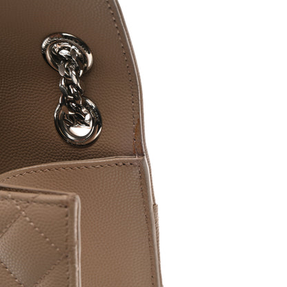 Saint Laurent Grain De Poudre Textured Mixed Matelasse Medium Triquilt Monogram Satchel Dark Beige 13 of 13
