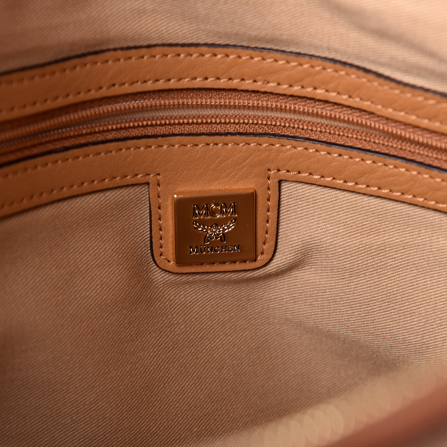 MCM Visetos Medium Essentials Shopper Tote Cognac 6 of 9