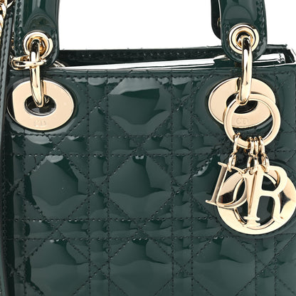 Christian Dior Patent Cannage Mini Lady Dior Pine Green 8 of 11