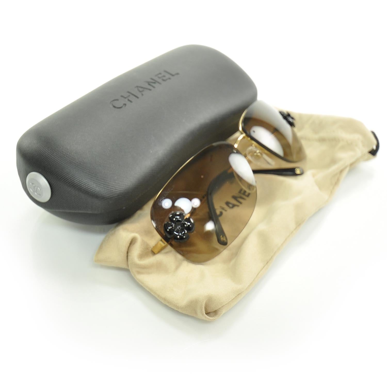 Chanel Camellia CC Sunglasses Brown 2 of 9