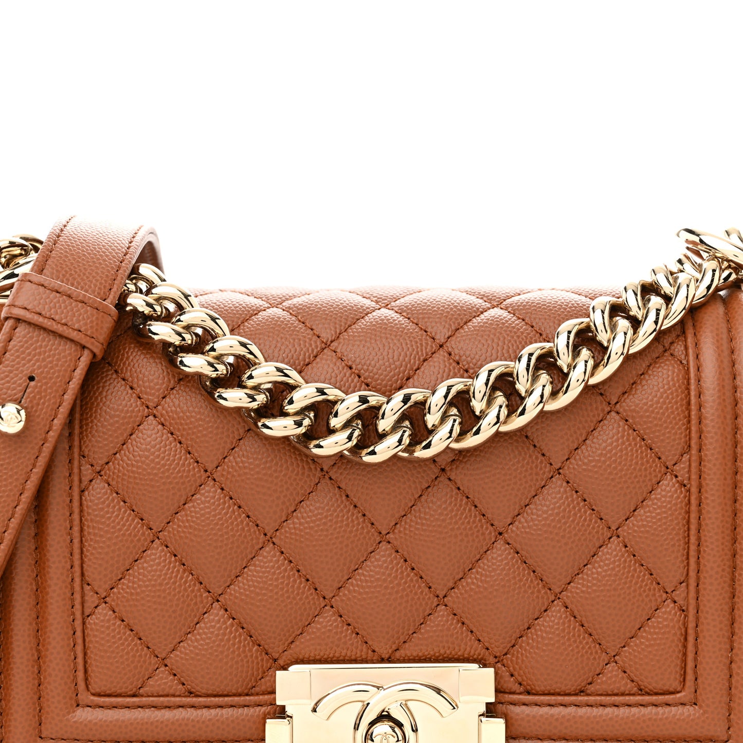 Caviar Quilted Small Boy Flap Brown