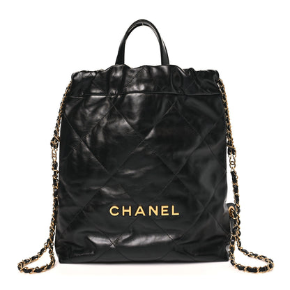 Chanel Shiny Calfskin Quilted Chanel 22 Backpack Black 1 of 10