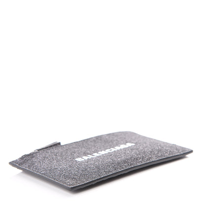 Balenciaga Glitter Sparkled Calfskin Logo Long Card Holder Black 4 of 6