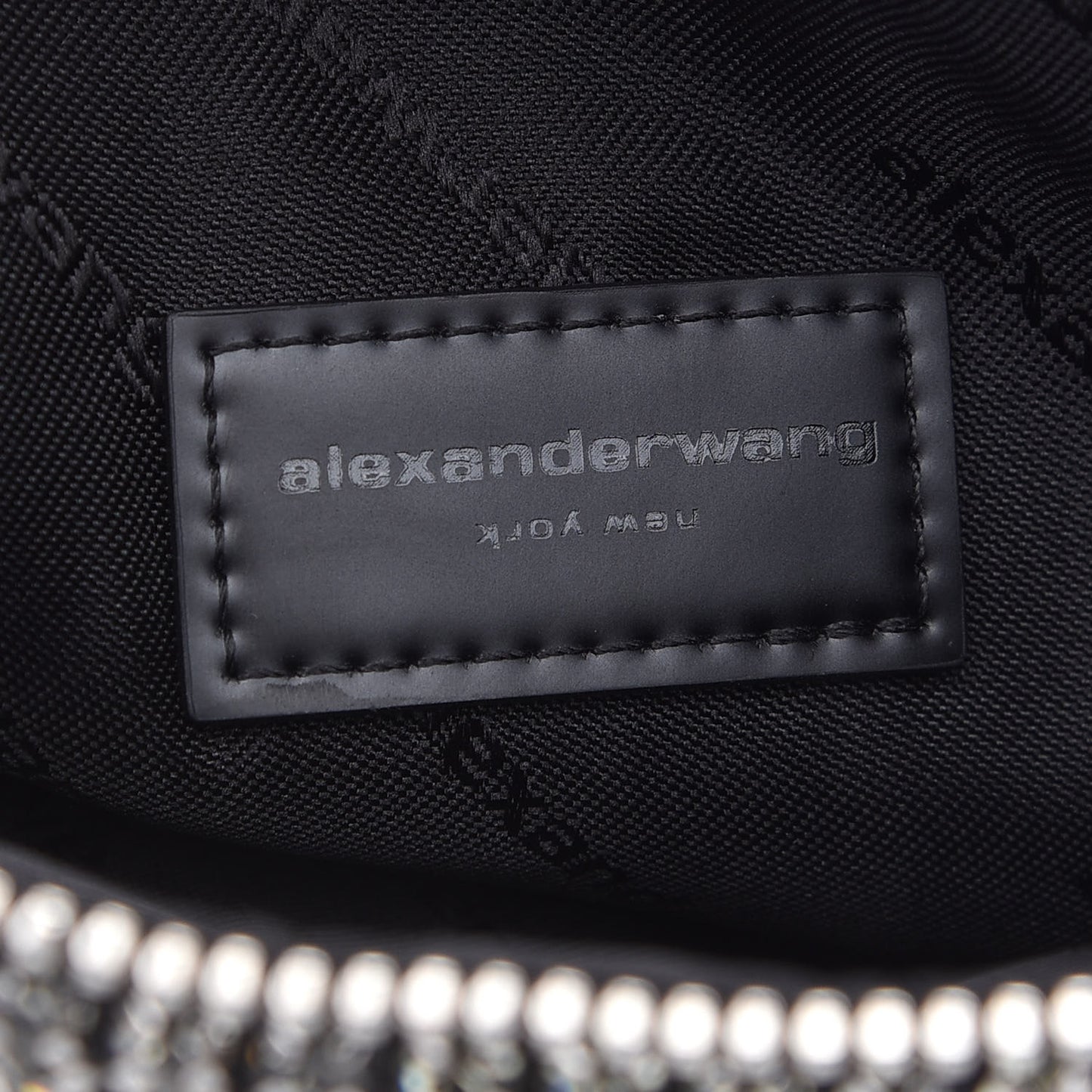 Mesh Crystal Wanglock Fortune Cookie Bag Black