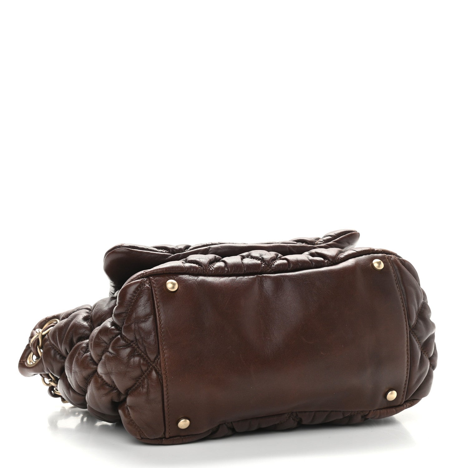Chanel Lambskin Bubble Quilt Accordion Flap Dark Brown 4 of 10