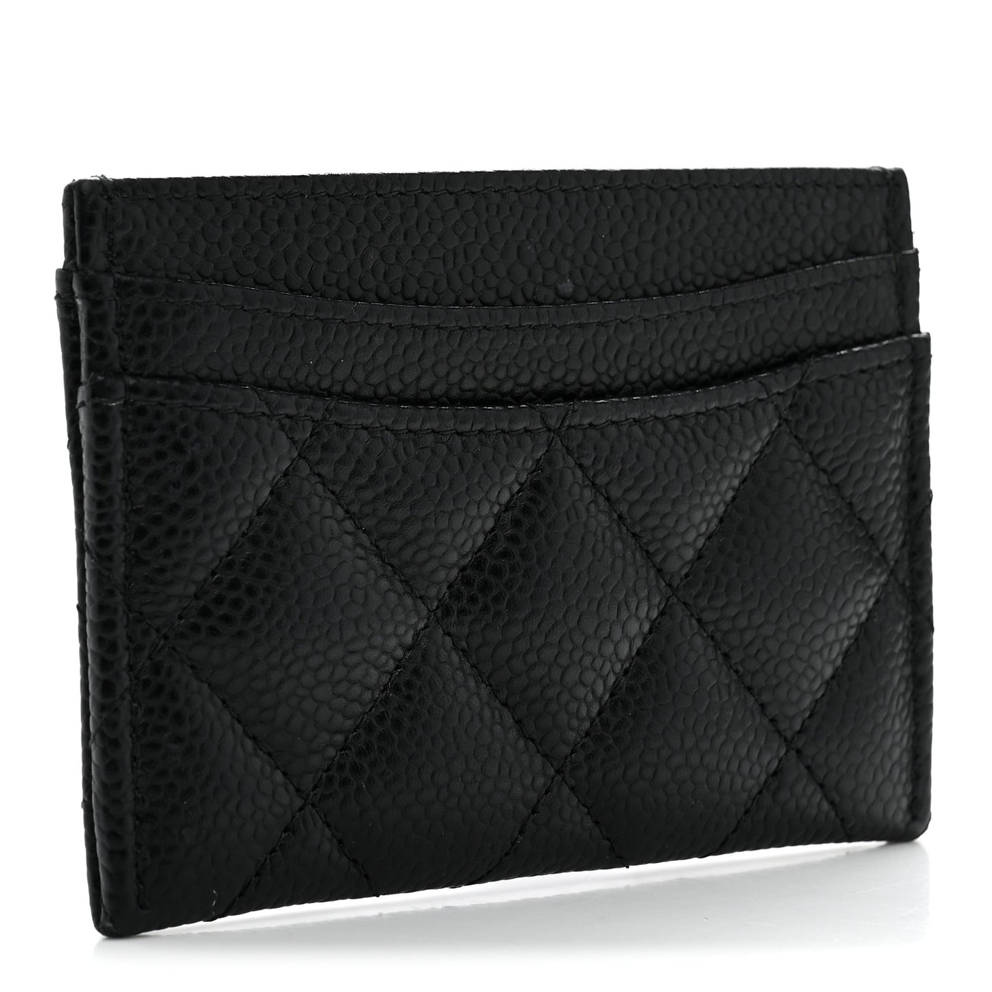 Caviar Quilted Card Holder Black
