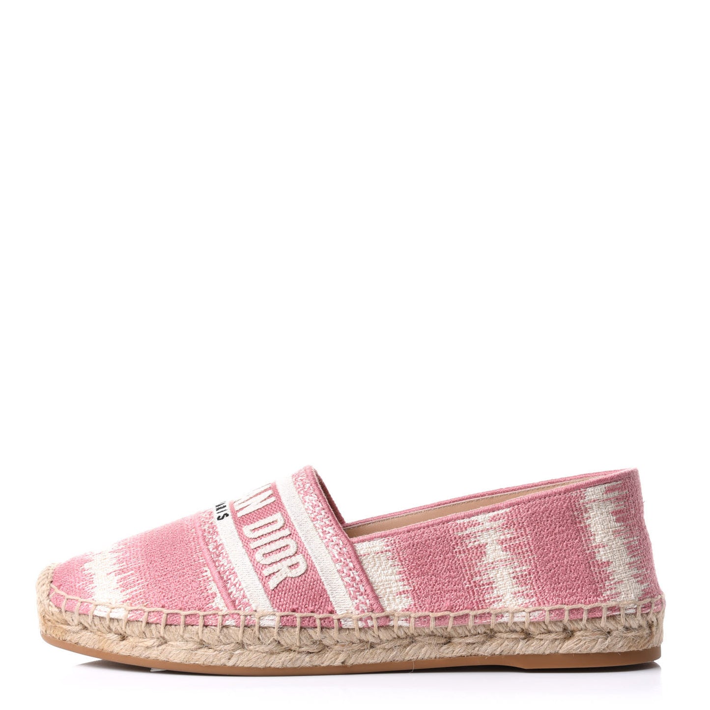 Cotton Embroidered D-Stripes Granville Espadrille 37 Deep Nude