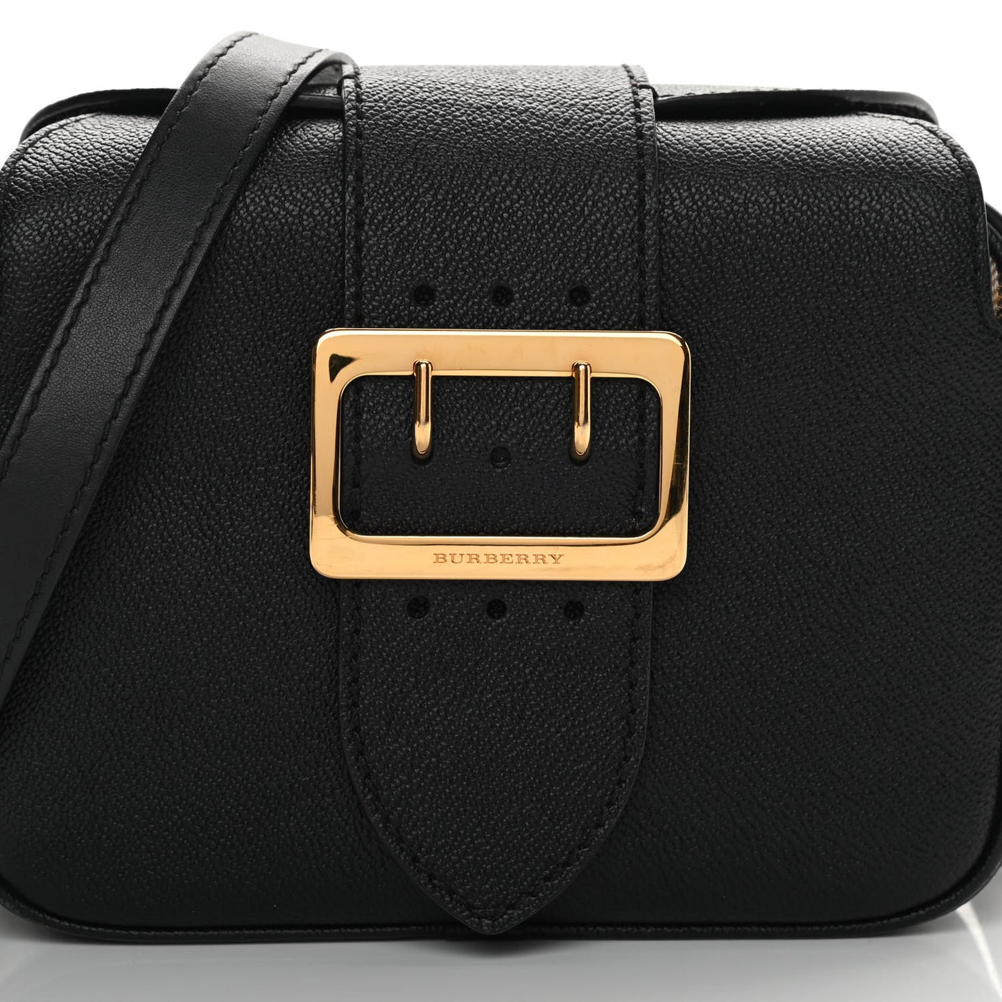 Soft Grain Calfskin Small Buckle Zip Bag Black
