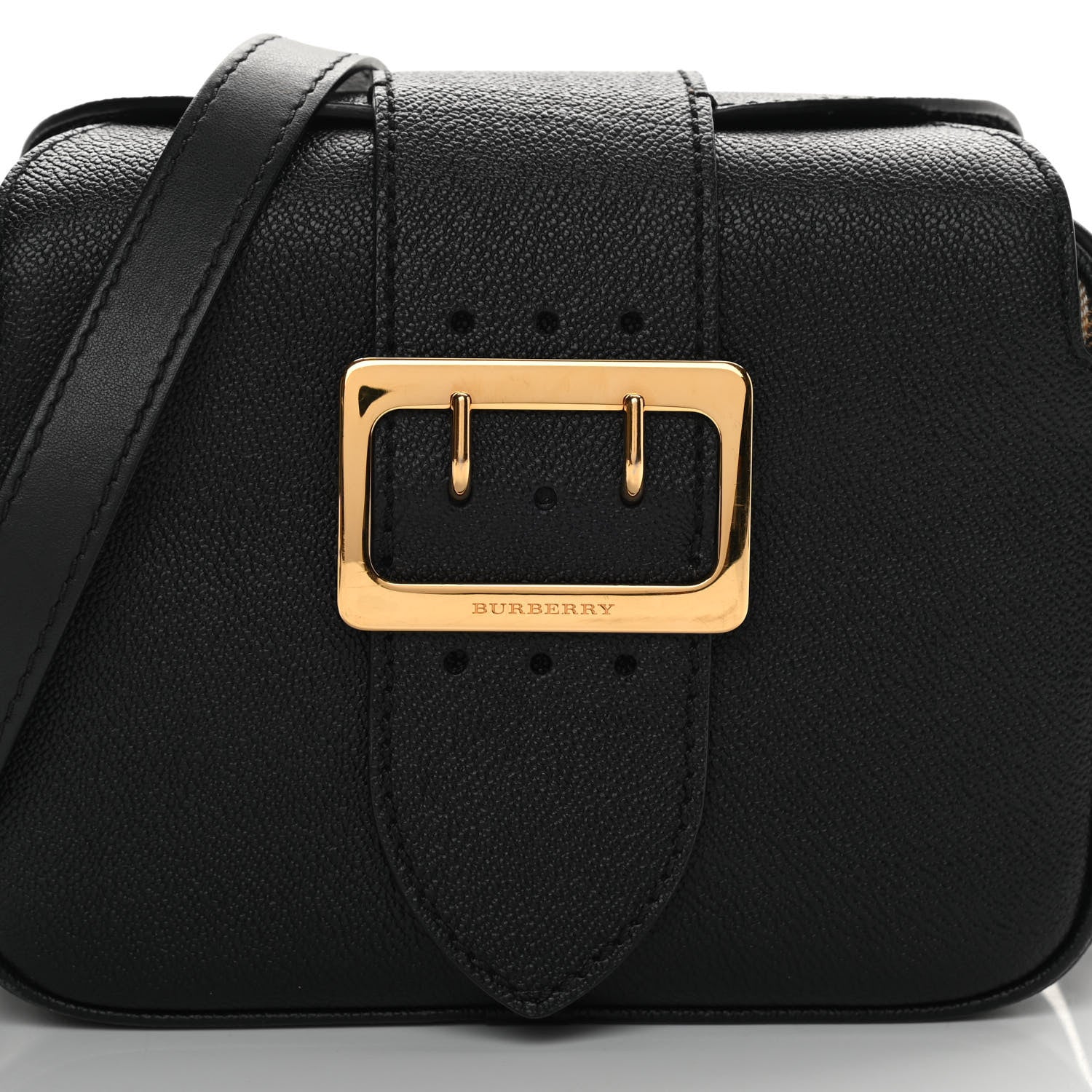 Burberry Soft Grain Calfskin Small Buckle Zip Bag Black 8 of 17