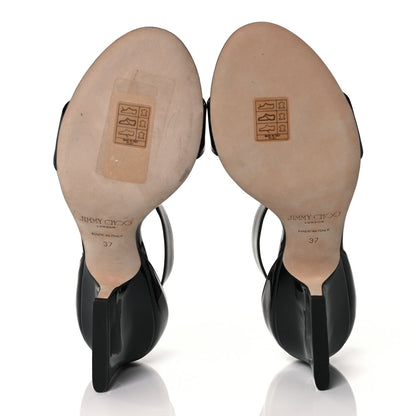 Jimmy Choo Patent Calfskin Edina Sandals 37 Black 5 of 8