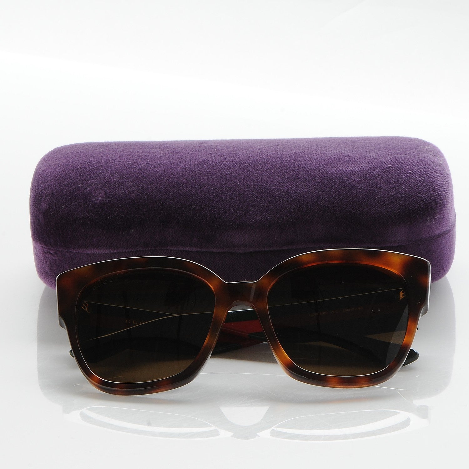 Gucci Acetate Square Frame Web Sunglasses GG0059S Tortoise 8 of 8