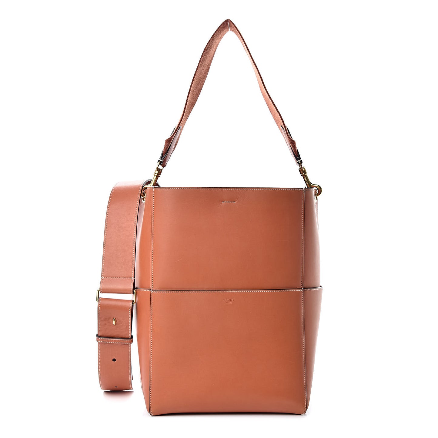 Natural Calfskin Sangle Bucket Bag Terracotta