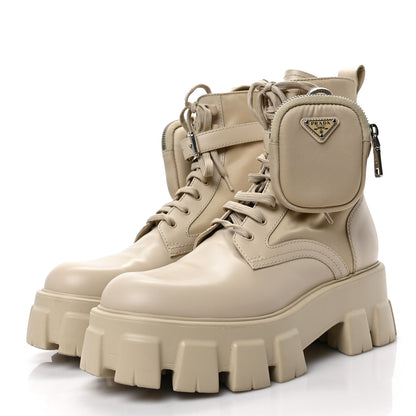 Prada Spazzolato Rois Re-Nylon Metal Triangle Logo Monolith Pouch Pocket 55mm Boots 39 Deserto 3 of 7