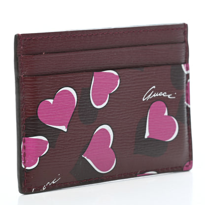 Gucci Calfskin Heartbeat Print Card Holder New Wine 4 of 7
