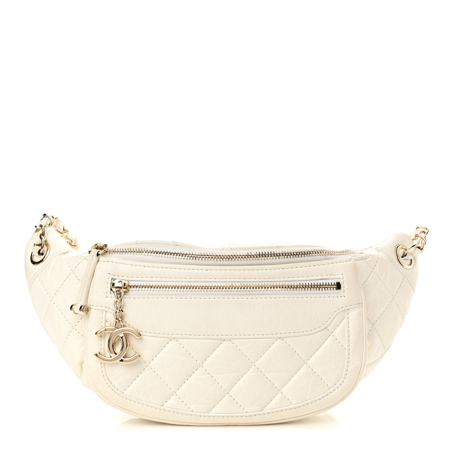 Chanel Aged Calfskin Quilted Waist Bag With Coin Purse White 1 of 14