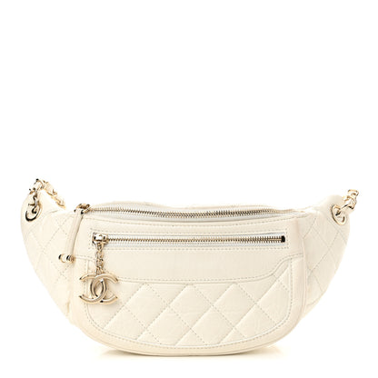 Chanel Aged Calfskin Quilted Waist Bag With Coin Purse White 1 of 14