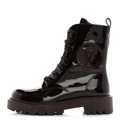 Louis Vuitton Patent Territory Ranger Boots 37.5 Bordeaux 1 of 16