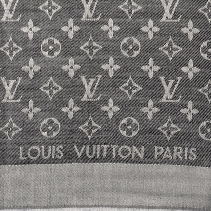 Louis Vuitton Silk Wool Monogram Denim Shawl Black 4 of 5
